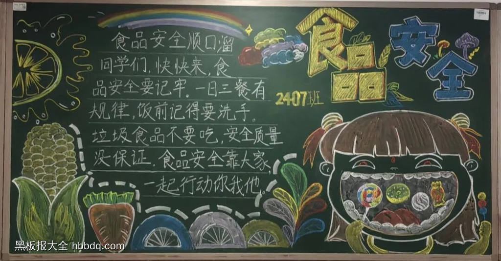 “食品安全，从我做起”主题黑板报粉笔画5张-第4张