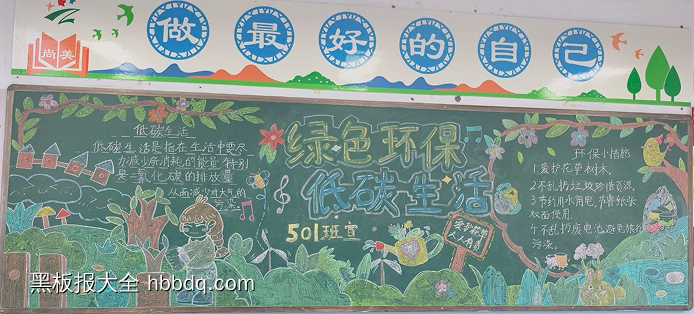 低碳生活绿色出行黑板报2张-第2张