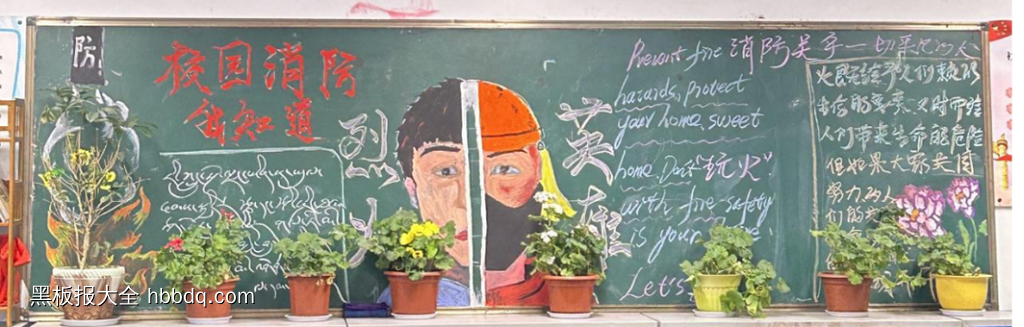 藏语的卡通哪吒消防安全黑板报-第6张