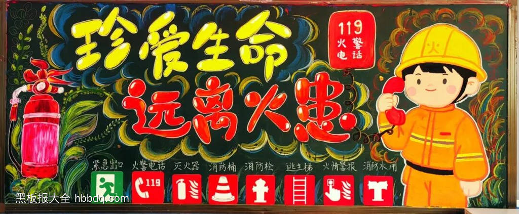 超推荐的17幅消防安全、致敬消防英雄、珍爱生命、远离火患黑板报-第17张