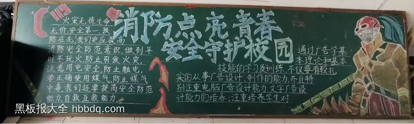 消防点亮青春,安全守护校园的主题黑板报7张-第7张