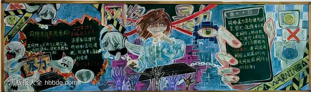 网络安全，拒绝网暴黑板报7张-第3张