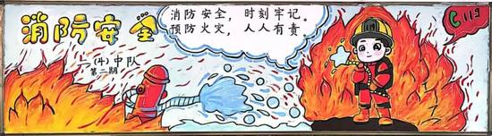 红色消防安全二年级黑板报