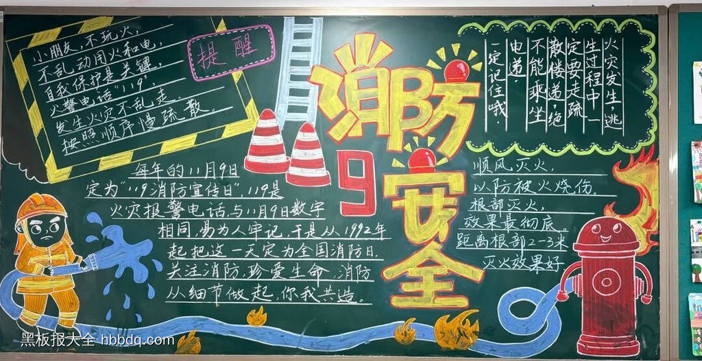 精选2张“消防安全”主题黑板报漂亮2张-第1张