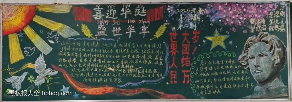 喜迎华诞，盛世华章主题黑板报-第3张