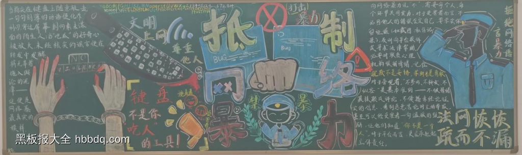 网络安全，拒绝网暴黑板报7张-第1张