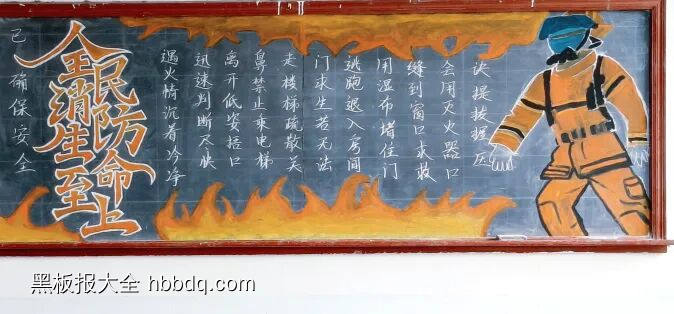 全民消防生命至上黑板报-第1张