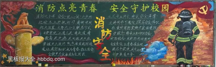 消防点亮青春,安全守护校园的主题黑板报7张-第4张
