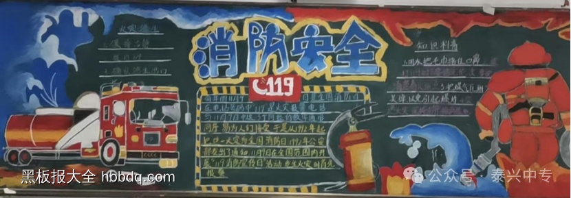大学生漂亮的消防安全黑板报7长-第2张