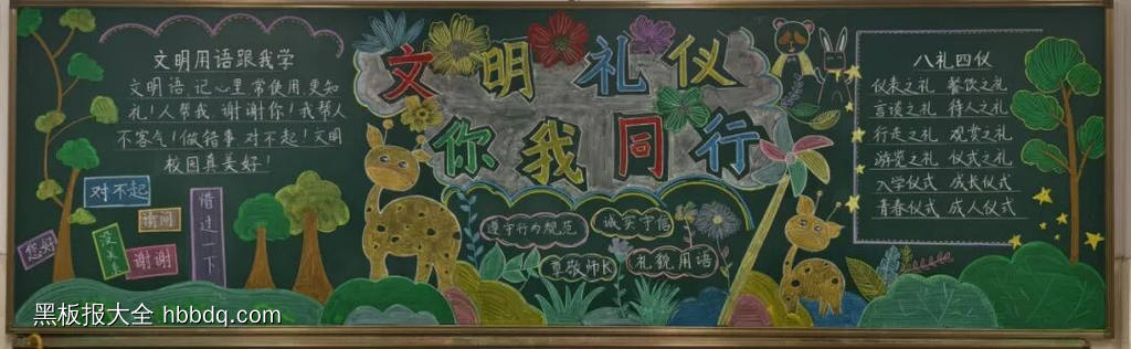 二年级文明礼仪伴我行的黑板报5张-第2张