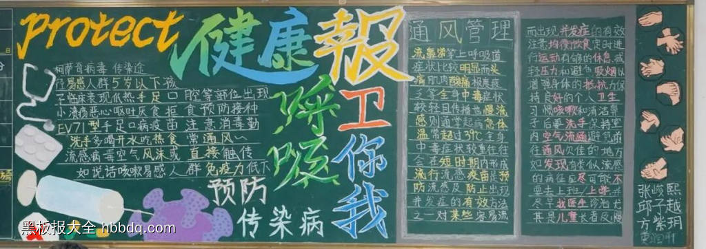 健康呼吸报卫你我黑板报7幅-第3张