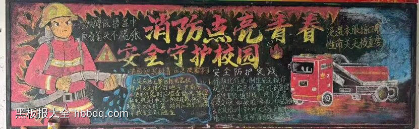 消防点亮青春,安全守护校园的主题黑板报7张-第2张