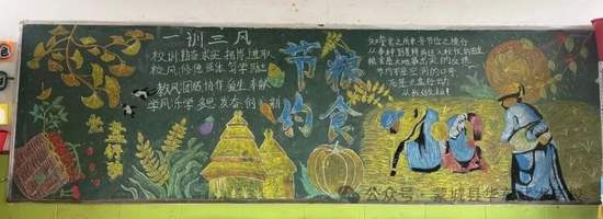 珍惜、节约粮食，光盘行动黑板报