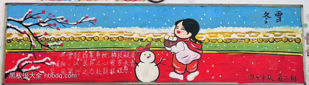 小学生冬雪主题黑板报-第1张