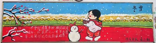 小学生冬雪主题黑板报