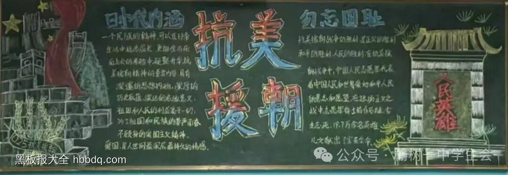 抗美援朝75周年黑板报4张-第1张