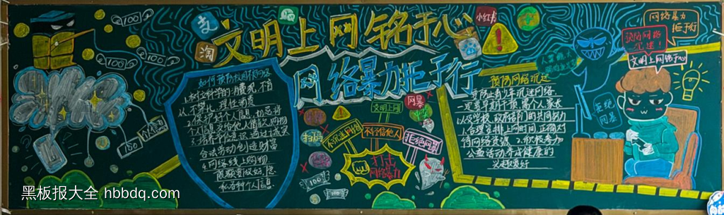 网络安全，拒绝网暴黑板报7张-第5张
