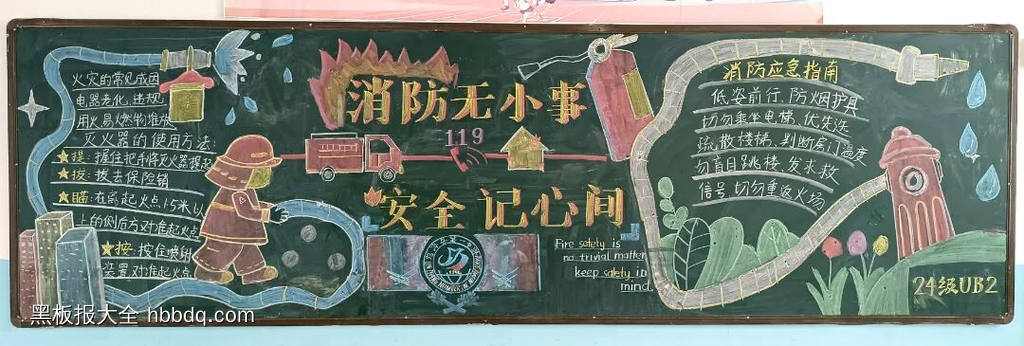 消防无小事安全记心间119黑板报-第1张