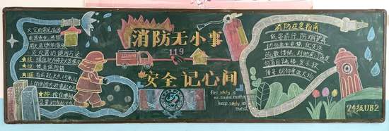 消防无小事安全记心间119黑板报
