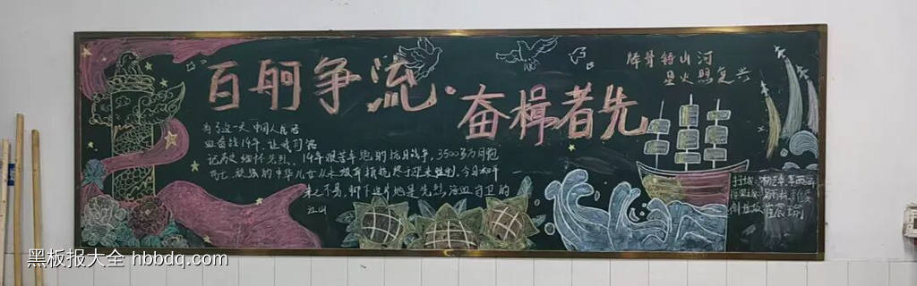 校园文化：百舸争流，奋楫者先黑板报5张-第5张
