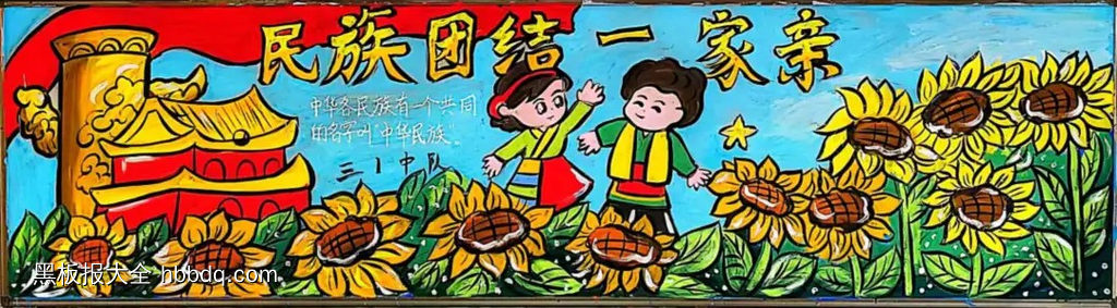 民族团结一家亲黑板报-第1张