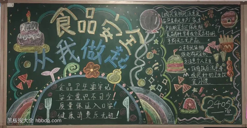 “食品安全，从我做起”主题黑板报粉笔画5张-第2张