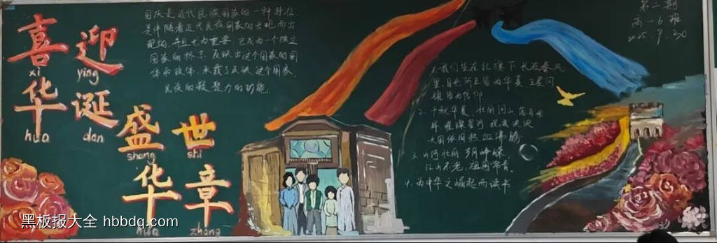 喜迎华诞，盛世华章主题黑板报-第4张