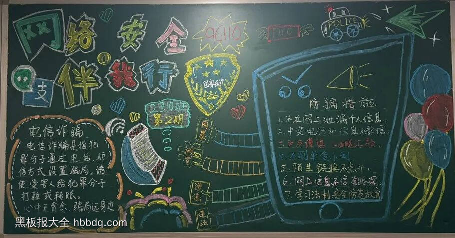 网络安全主题黑板报粉笔画3张-第3张