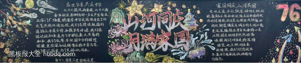 山河同庆月满家国黑板报-第1张