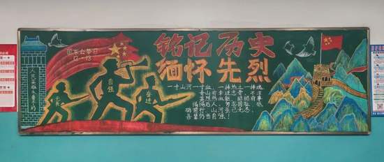 铭记历史，吾辈自强主题黑板报漂亮4张