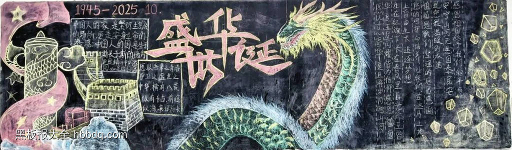 盛世华诞，不负韶华主题黑板报-第3张