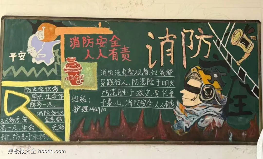 消防主题粉笔画1张-第1张