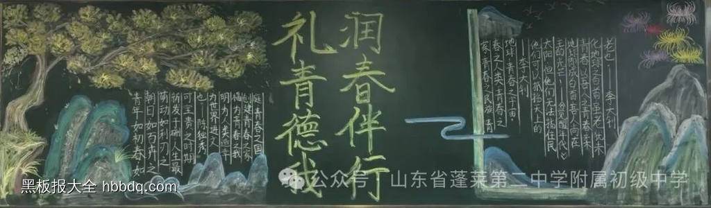礼润青春，德伴青春主题黑板报-第2张