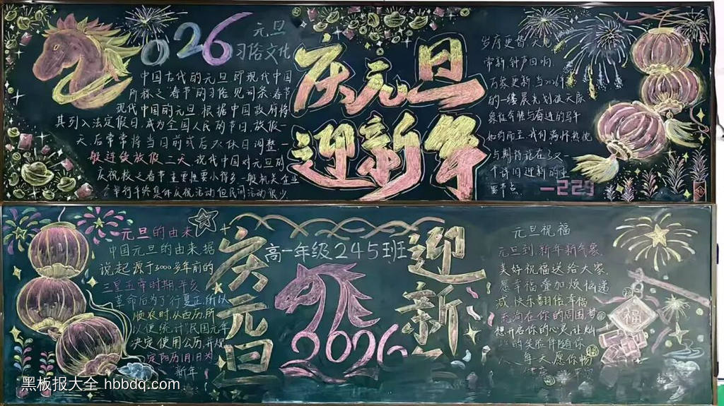 庆新年，迎元旦主题黑板报简单又好看4张-第1张