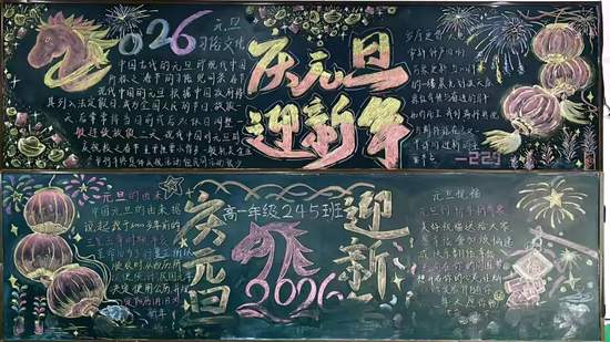 庆新年，迎元旦主题黑板报简单又好看4张