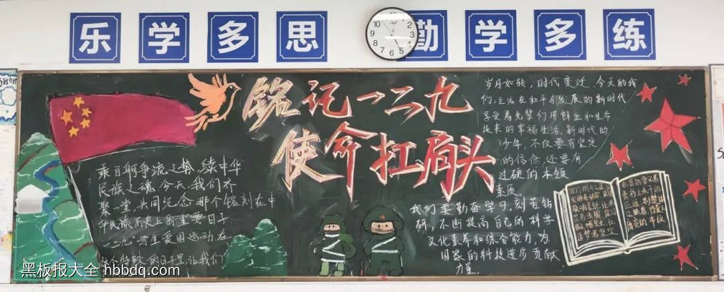 铭记历史，使命抗肩头主题黑板报-第4张