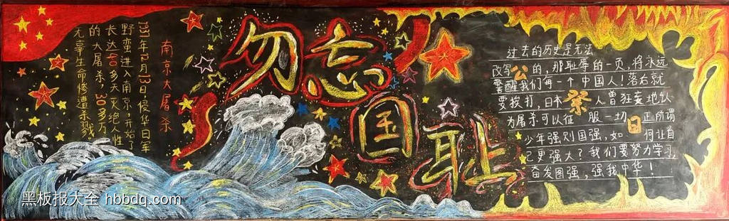 勿忘国耻主题黑板报简单又好看1张-第1张