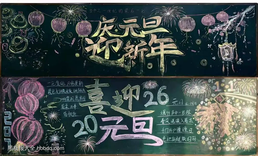 庆新年，迎元旦主题黑板报简单又好看4张-第3张