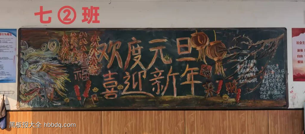 庆元旦主题黑板报简单又好画3张-第3张