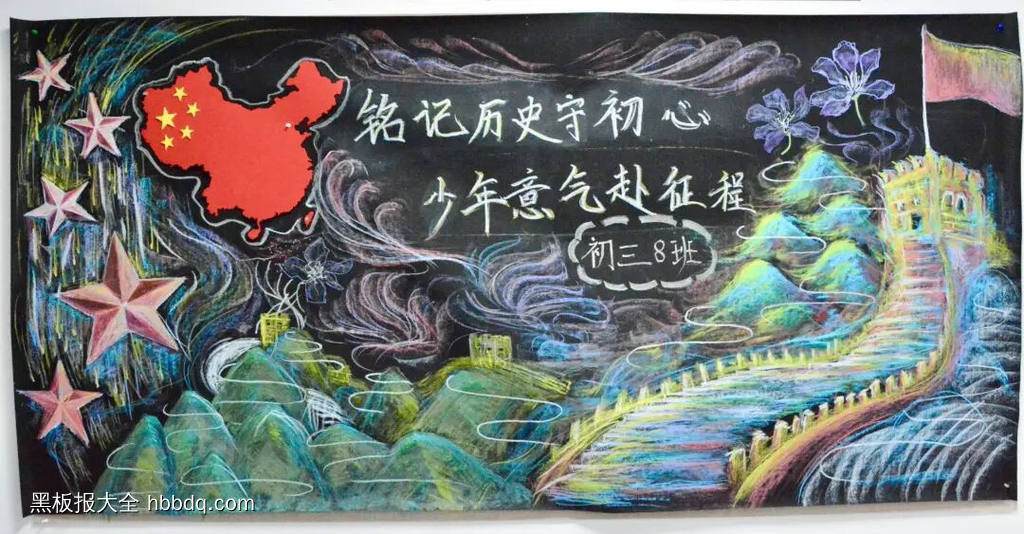 铭记历史守初心主题黑板报-第3张