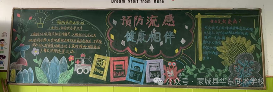 预防流感，健康相伴主题黑板报