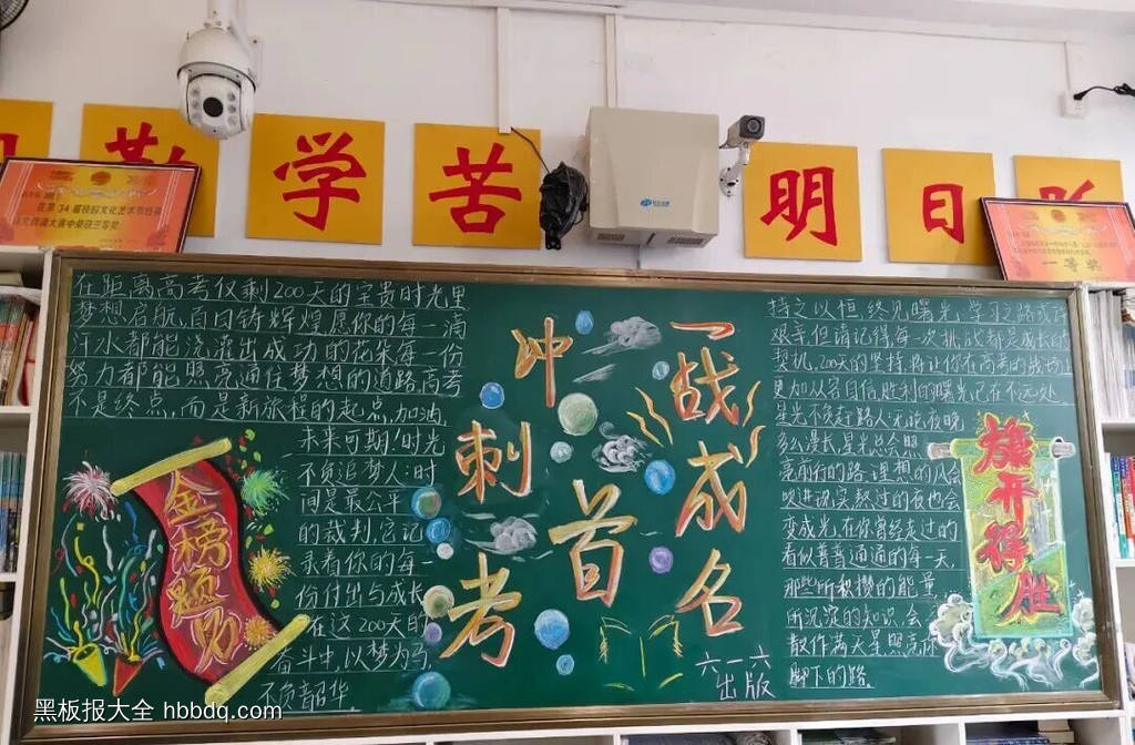 一站成名，冲刺高考主题黑板报-第1张
