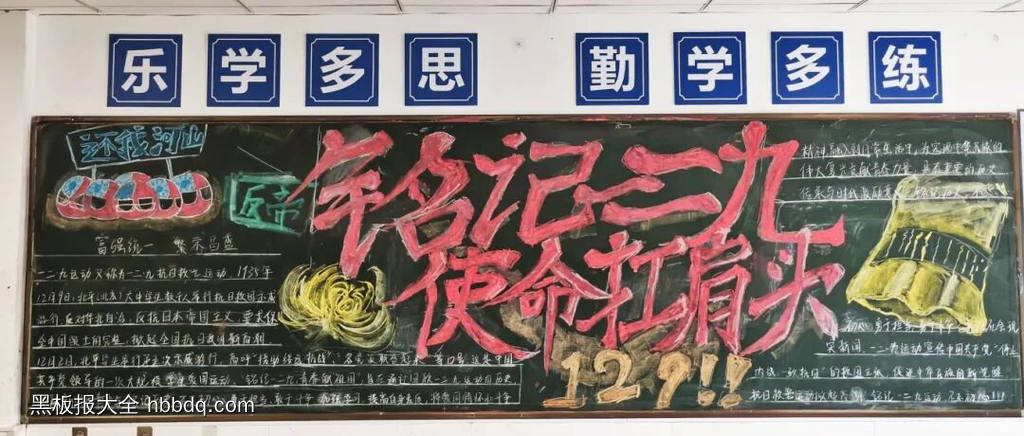 铭记历史，使命抗肩头主题黑板报-第1张
