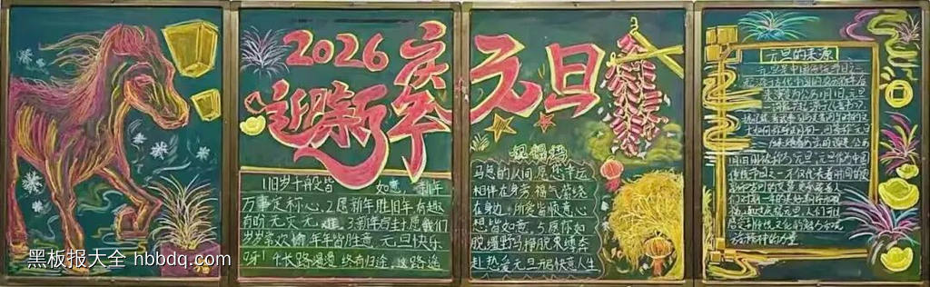 2026年，庆元旦迎新年主题黑板报-第1张