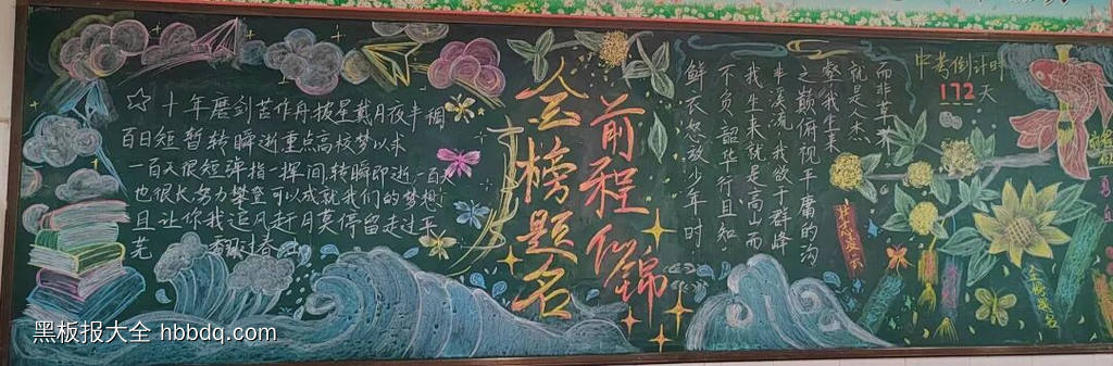 迎期末，战中考主题黑板报-第1张
