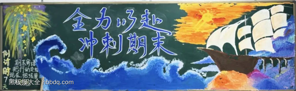 力战期末主题黑板报-第1张