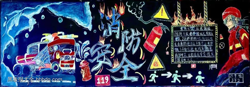 消防安全，人人有责主题黑板报推荐4张-第2张