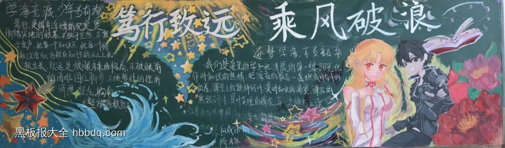 笃行致远，乘风破浪主题黑板报-第2张