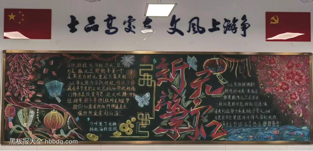 喜迎元旦，梦想起航主题黑板报-第2张