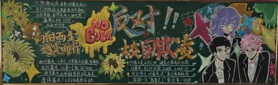 反对校园欺凌主题黑板报简单又好画1张